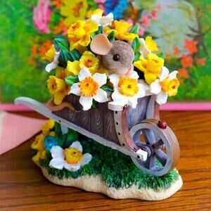Rare Charming Tails 1998 Mouse in Daffodils Figurine Fitz and Floyd 89/222